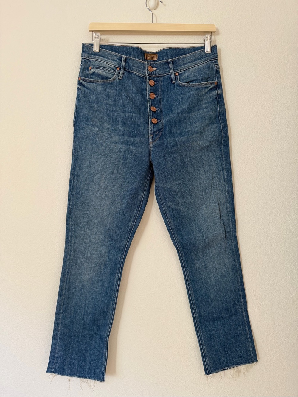 Mother Pixie Dazzler Ankle Fray Jeans Beginner’s Luck Blue Size 30 Minimalist - Picture 2 of 14